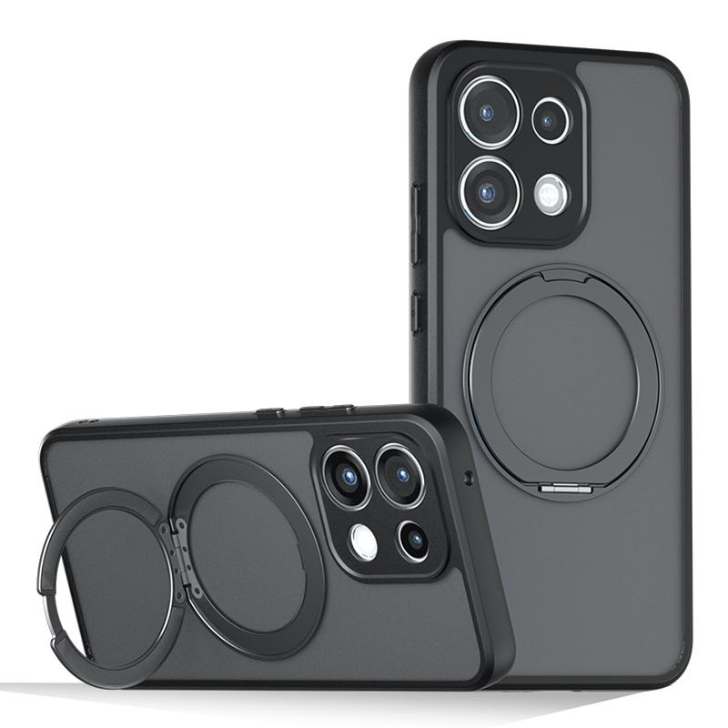 For OPPO Reno16 F / 16 FS / Reno16c Armor Magnetic Holder PC Hybrid TPU Phone Case - Frosted Black - EDA009300806A