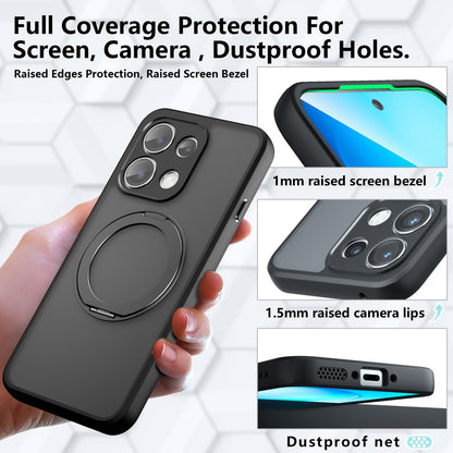 For OPPO Reno16 F / 16 FS / Reno16c Armor Magnetic Holder PC Hybrid TPU Phone Case - Frosted Black - EDA009300806A