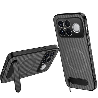 For Redmi K90 Pro Max 5G / Poco F8 Ultra WANLONFENG Kickstand Carbon Fiber Texture Magnetic Phone Case(Grey)