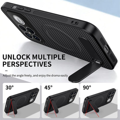 For Redmi K90 Pro Max 5G / Poco F8 Ultra WANLONFENG Kickstand Carbon Fiber Texture Magnetic Phone Case(Grey)