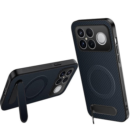For Redmi K90 Pro Max 5G / Poco F8 Ultra WANLONFENG Kickstand Carbon Fiber Texture Magnetic Phone Case(Sapphire Blue)
