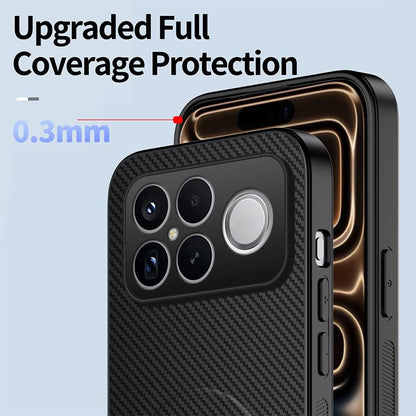 For Redmi K90 Pro Max 5G / Poco F8 Ultra WANLONFENG Kickstand Carbon Fiber Texture Magnetic Phone Case(Sapphire Blue)
