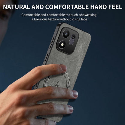 For Honor 600 Smart 5G WANLONFENG Nappa Texture Magnetic Phone Case with 2pcs Screen Films(Grey)