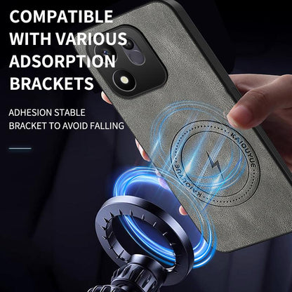 For Honor 600 Smart 5G WANLONFENG Nappa Texture Magnetic Phone Case with 2pcs Screen Films(Grey)