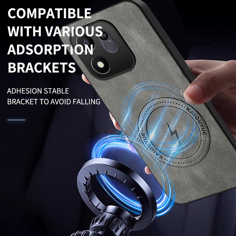 For Honor 600 Smart 5G WANLONFENG Nappa Texture Magnetic Phone Case with 2pcs Screen Films(Blue)