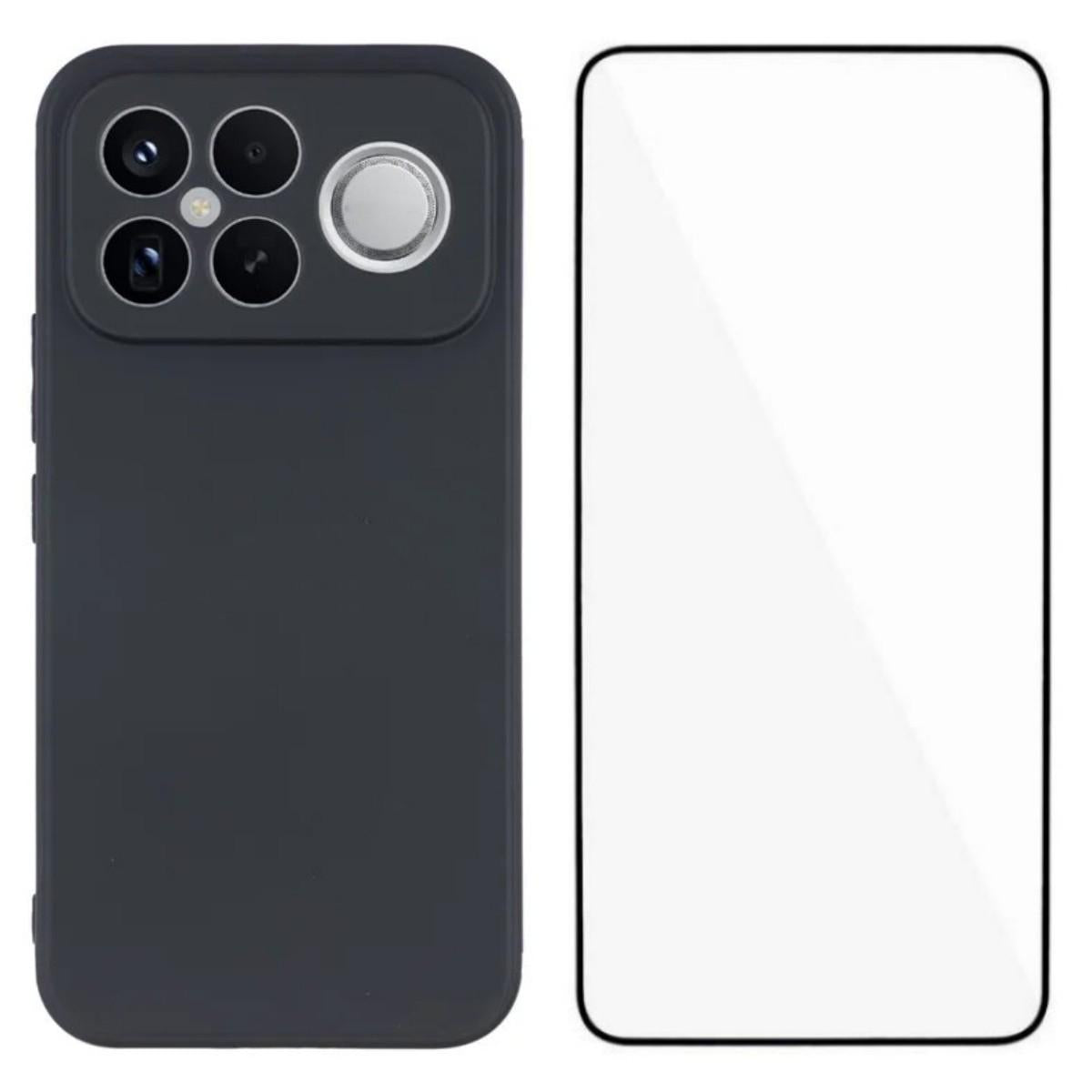 For Redmi K90 Pro Max 5G / Poco F8 Ultra WANLONFENG Square Edge Soft TPU Phone Case with Screen Protector(Black)