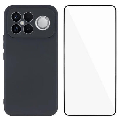 For Redmi K90 Pro Max 5G / Poco F8 Ultra WANLONFENG Square Edge Soft TPU Phone Case with Screen Protector(Black)