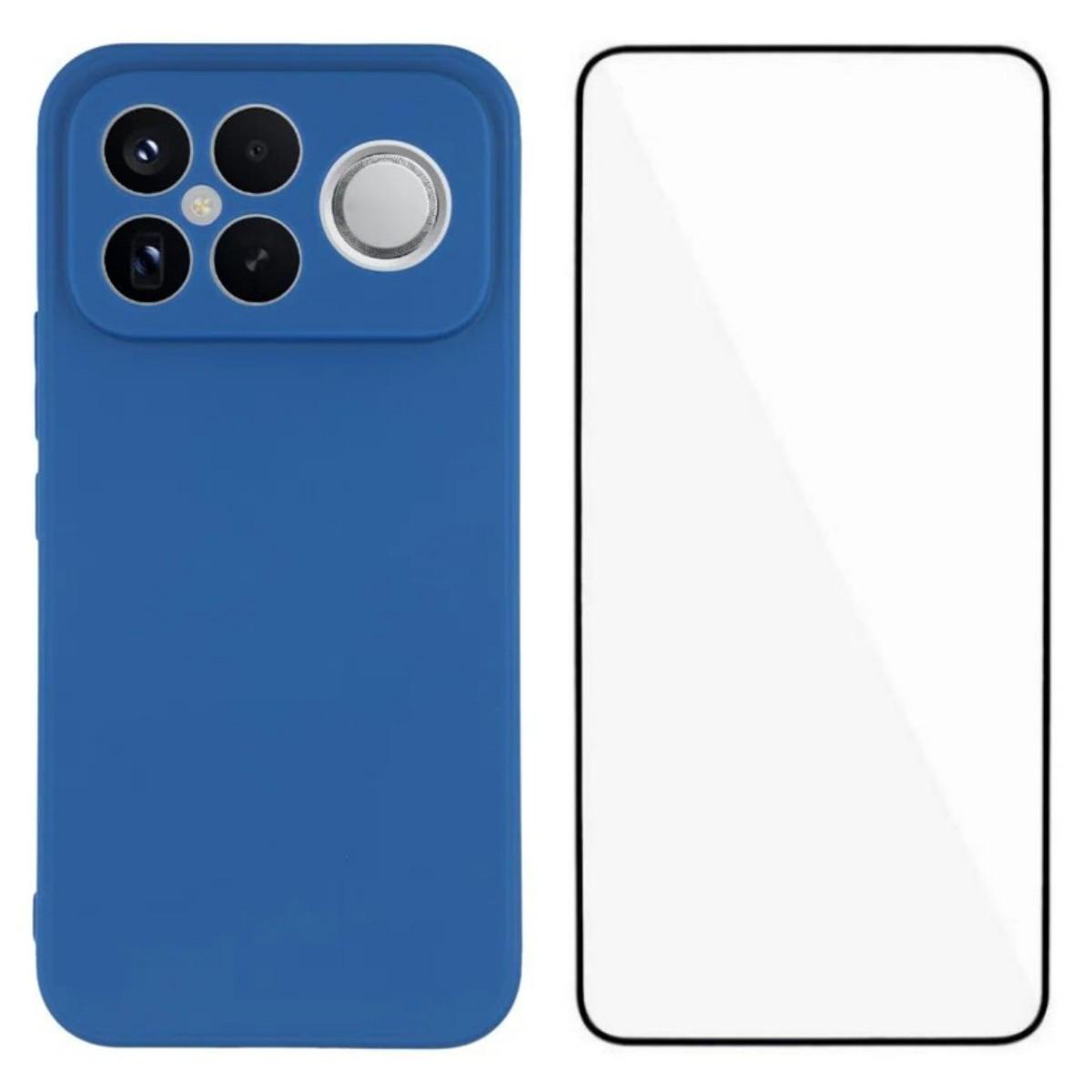 For Redmi K90 Pro Max 5G / Poco F8 Ultra WANLONFENG Square Edge Soft TPU Phone Case with Screen Protector(Blue)