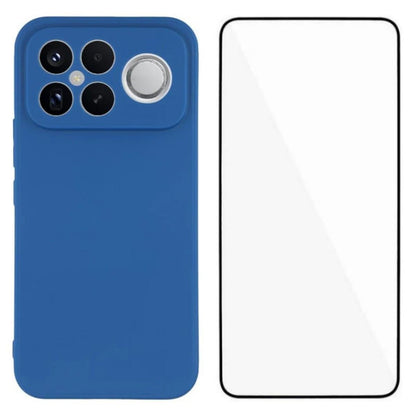 For Redmi K90 Pro Max 5G / Poco F8 Ultra WANLONFENG Square Edge Soft TPU Phone Case with Screen Protector(Blue)