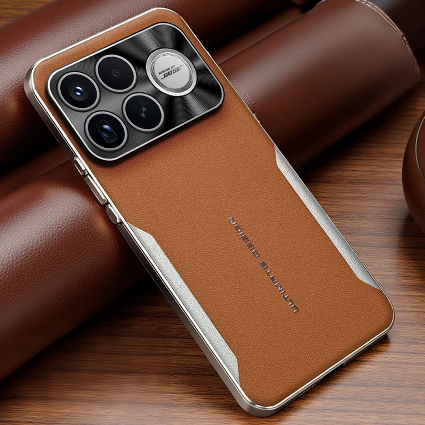 For Redmi K90 Pro Max Electroplated Frame Sheepskin Texture Morandi Color Shockproof Phone Case(Khaki)