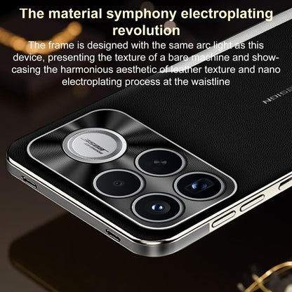 For Redmi K90 Pro Max Electroplated Frame Sheepskin Texture Morandi Color Shockproof Phone Case(Khaki)