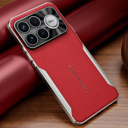 For Redmi K90 Pro Max Electroplated Frame Sheepskin Texture Morandi Color Shockproof Phone Case(Red)