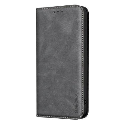 For Redmi 17 5G / 4G Global 170mm BINFEN COLOR Calfskin Texture Magnetic RFID Vegan Leather Phone Case(Black)