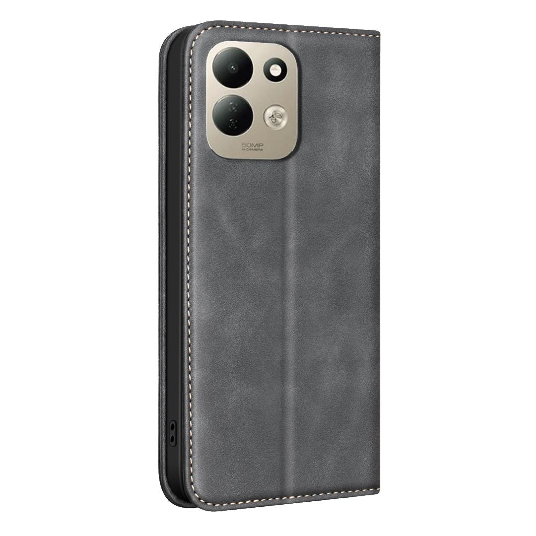 For Redmi 17 5G / 4G Global 170mm BINFEN COLOR Calfskin Texture Magnetic RFID Vegan Leather Phone Case(Black)