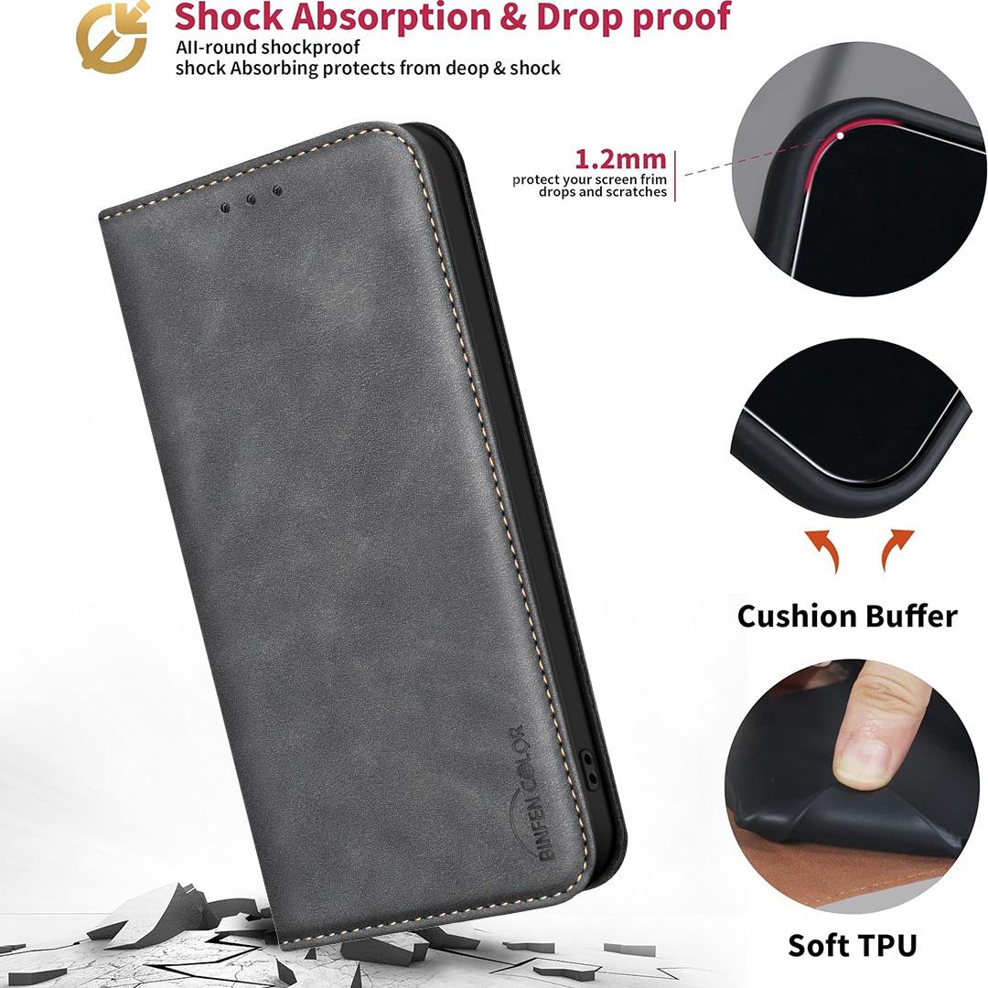 For Redmi 17 5G / 4G Global 170mm BINFEN COLOR Calfskin Texture Magnetic RFID Vegan Leather Phone Case(Black)