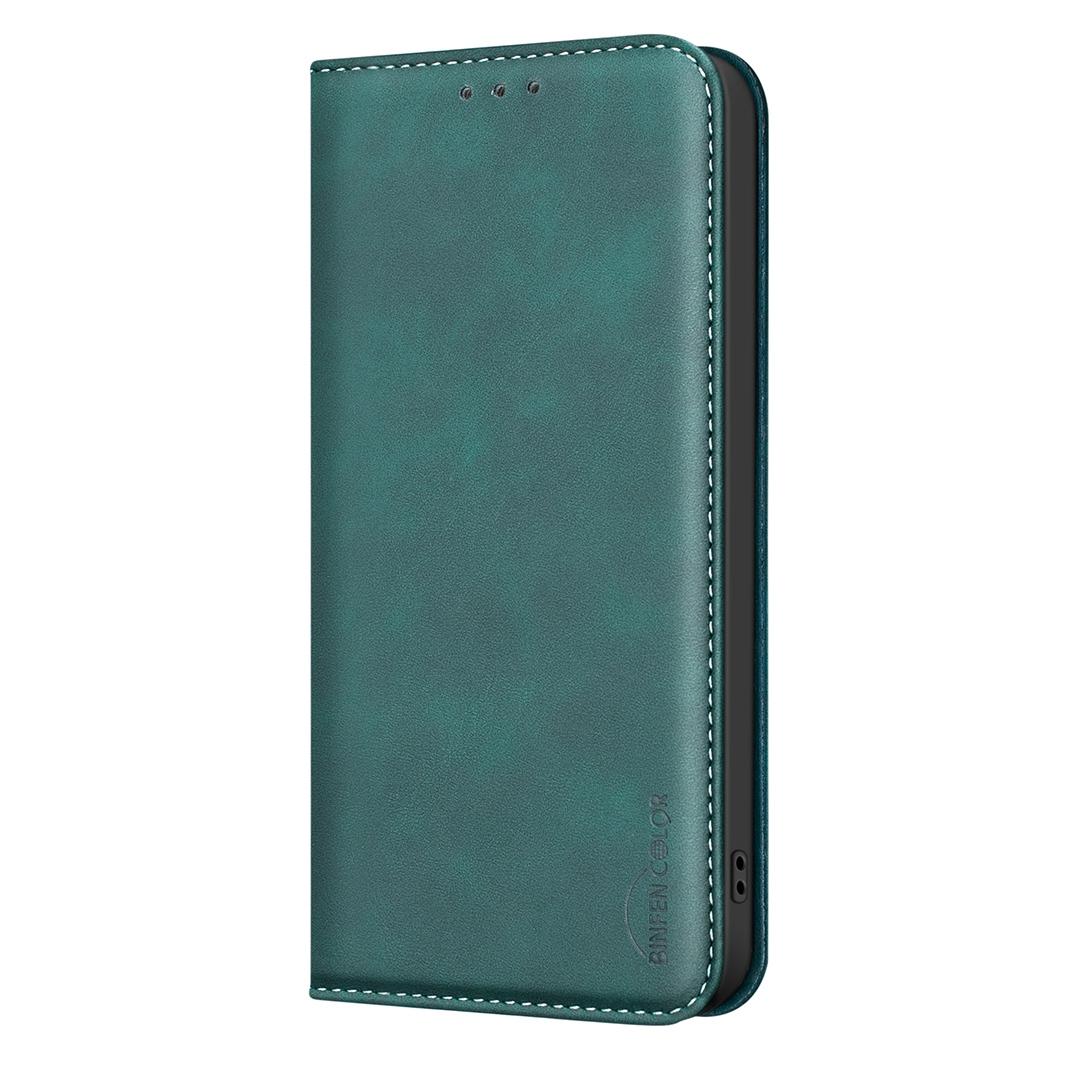 For Redmi 17 5G / 4G Global 170mm BINFEN COLOR Calfskin Texture Magnetic RFID Vegan Leather Phone Case(Green)