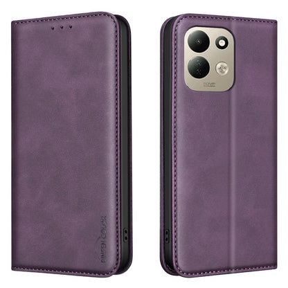 For Redmi 17 5G / 4G Global 170mm BINFEN COLOR Calfskin Texture Magnetic RFID Vegan Leather Phone Case(Purple)