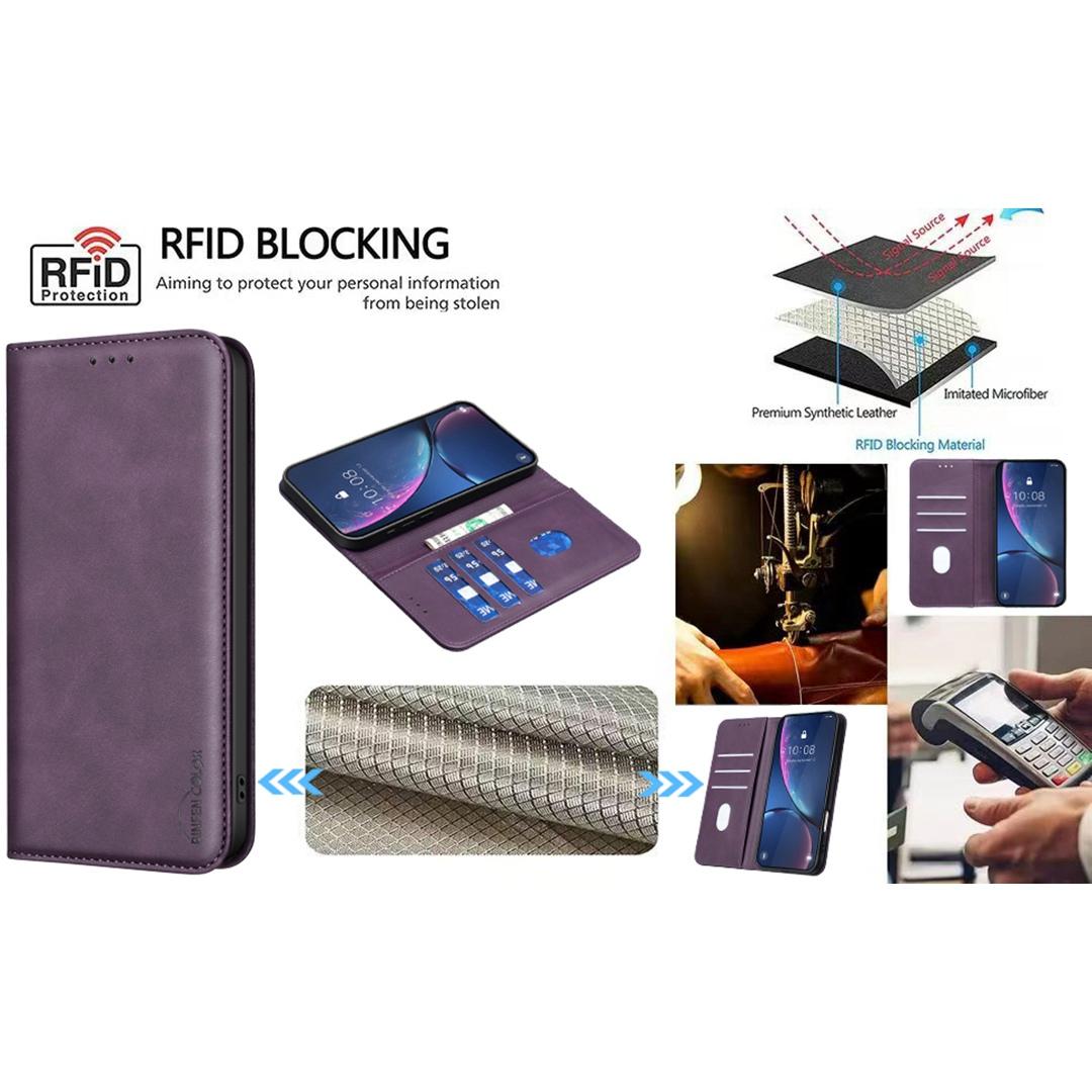 For Redmi 17 5G / 4G Global 170mm BINFEN COLOR Calfskin Texture Magnetic RFID Vegan Leather Phone Case(Purple)