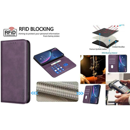 For Redmi 17 5G / 4G Global 170mm BINFEN COLOR Calfskin Texture Magnetic RFID Vegan Leather Phone Case(Purple)