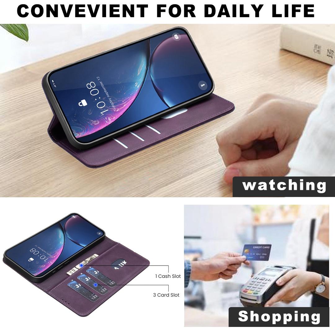 For Redmi 17 5G / 4G Global 170mm BINFEN COLOR Calfskin Texture Magnetic RFID Vegan Leather Phone Case(Purple)