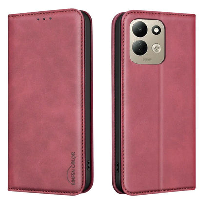 For Redmi 17 5G / 4G Global 170mm BINFEN COLOR Calfskin Texture Magnetic RFID Vegan Leather Phone Case(Red)