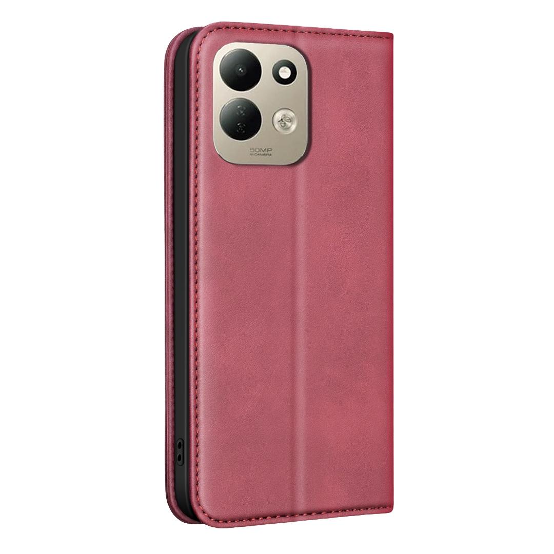 For Redmi 17 5G / 4G Global 170mm BINFEN COLOR Calfskin Texture Magnetic RFID Vegan Leather Phone Case(Red)