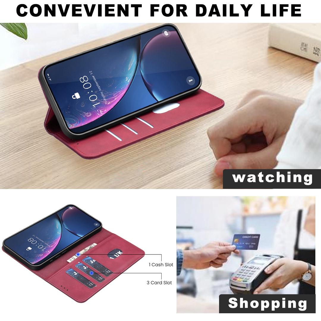 For Redmi 17 5G / 4G Global 170mm BINFEN COLOR Calfskin Texture Magnetic RFID Vegan Leather Phone Case(Red)