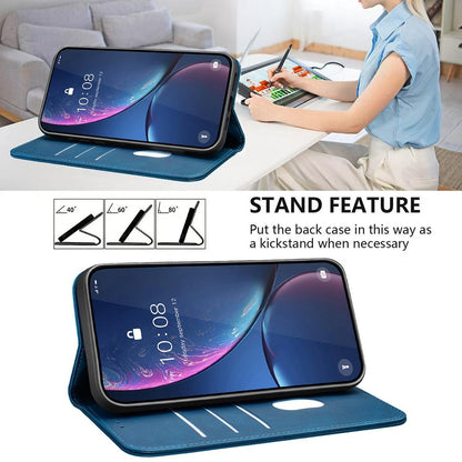 For Redmi 17 5G / 4G Global 170mm BINFEN COLOR Calfskin Texture Magnetic RFID Vegan Leather Phone Case(Blue)