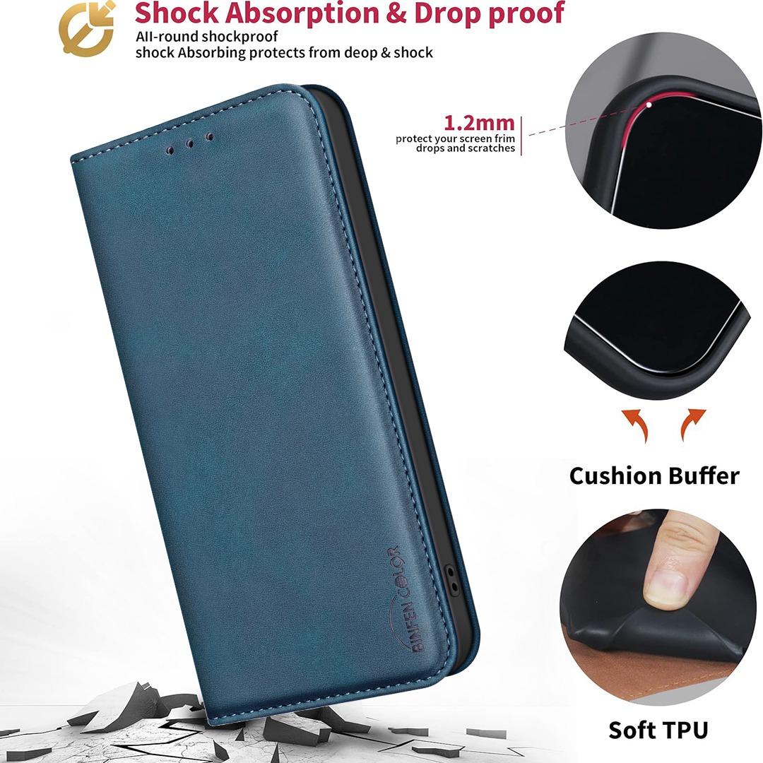 For Redmi 17 5G / 4G Global 170mm BINFEN COLOR Calfskin Texture Magnetic RFID Vegan Leather Phone Case(Blue)
