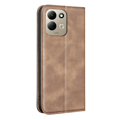 For Redmi 17 5G / 4G Global 170mm BINFEN COLOR Calfskin Texture Magnetic RFID Vegan Leather Phone Case(Brown)