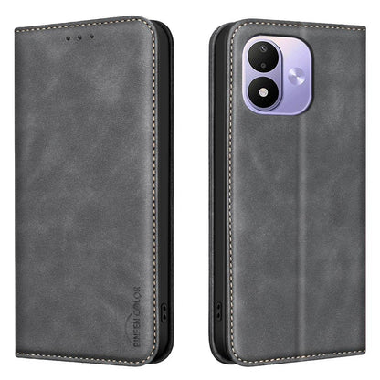 For Redmi Note 17 4G Global 171mm BINFEN COLOR Calfskin Texture Magnetic RFID Vegan Leather Phone Case(Black)