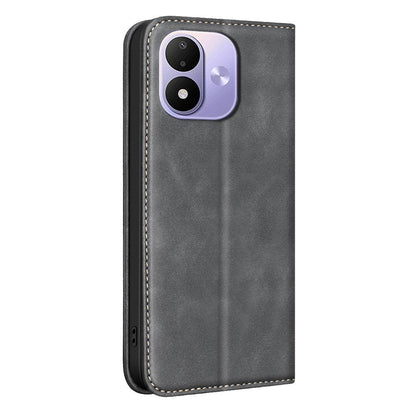 For Redmi Note 17 4G Global 171mm BINFEN COLOR Calfskin Texture Magnetic RFID Vegan Leather Phone Case(Black)