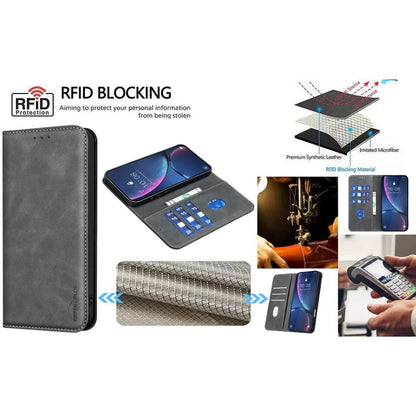 For Redmi Note 17 4G Global 171mm BINFEN COLOR Calfskin Texture Magnetic RFID Vegan Leather Phone Case(Black)
