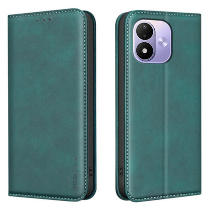 For Redmi Note 17 4G Global 171mm BINFEN COLOR Calfskin Texture Magnetic RFID Vegan Leather Phone Case(Green)