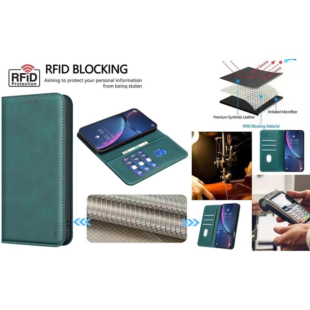 For Redmi Note 17 4G Global 171mm BINFEN COLOR Calfskin Texture Magnetic RFID Vegan Leather Phone Case(Green)