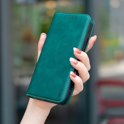 For Redmi Note 17 4G Global 171mm BINFEN COLOR Calfskin Texture Magnetic RFID Vegan Leather Phone Case(Green)