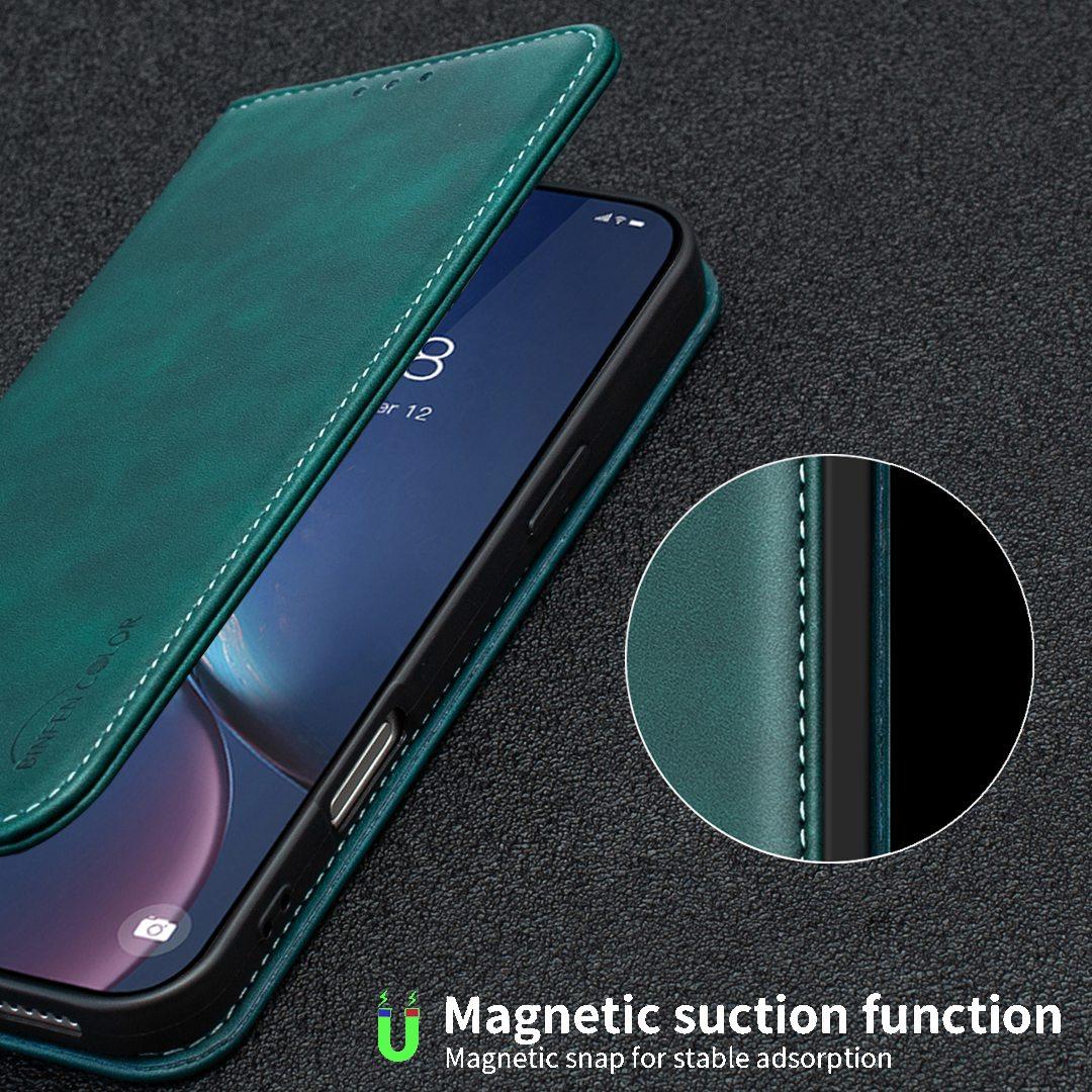 For Redmi Note 17 4G Global 171mm BINFEN COLOR Calfskin Texture Magnetic RFID Vegan Leather Phone Case(Green)