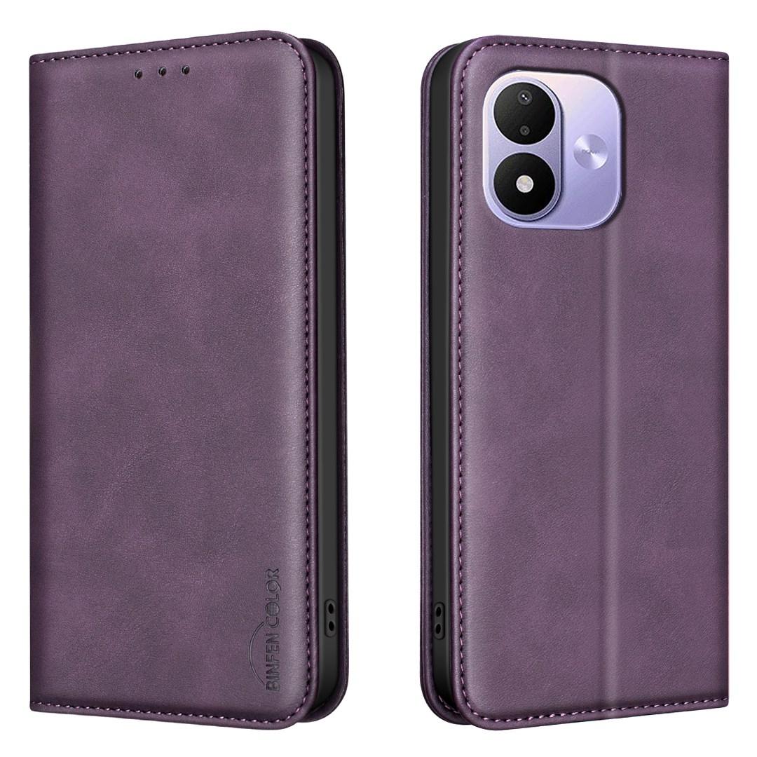 For Redmi Note 17 4G Global 171mm BINFEN COLOR Calfskin Texture Magnetic RFID Vegan Leather Phone Case(Purple)