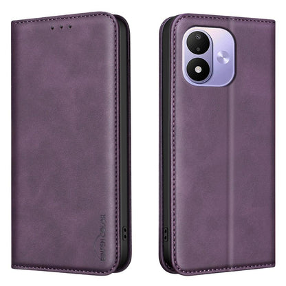 For Redmi Note 17 4G Global 171mm BINFEN COLOR Calfskin Texture Magnetic RFID Vegan Leather Phone Case(Purple)