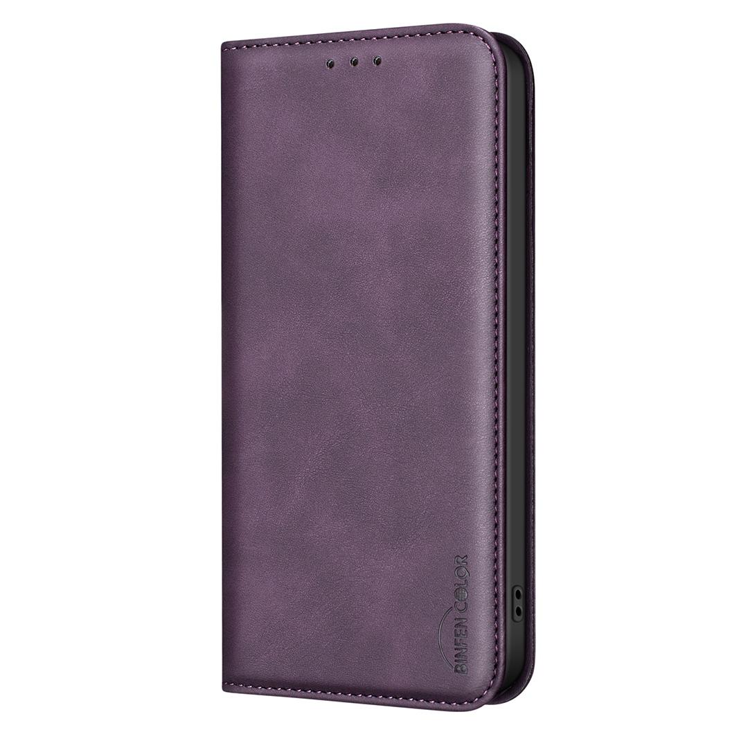 For Redmi Note 17 4G Global 171mm BINFEN COLOR Calfskin Texture Magnetic RFID Vegan Leather Phone Case(Purple)