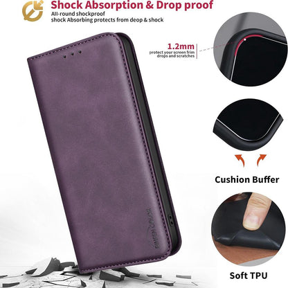 For Redmi Note 17 4G Global 171mm BINFEN COLOR Calfskin Texture Magnetic RFID Vegan Leather Phone Case(Purple)