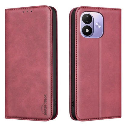 For Redmi Note 17 4G Global 171mm BINFEN COLOR Calfskin Texture Magnetic RFID Vegan Leather Phone Case(Red)