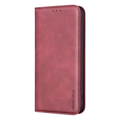 For Redmi Note 17 4G Global 171mm BINFEN COLOR Calfskin Texture Magnetic RFID Vegan Leather Phone Case(Red)