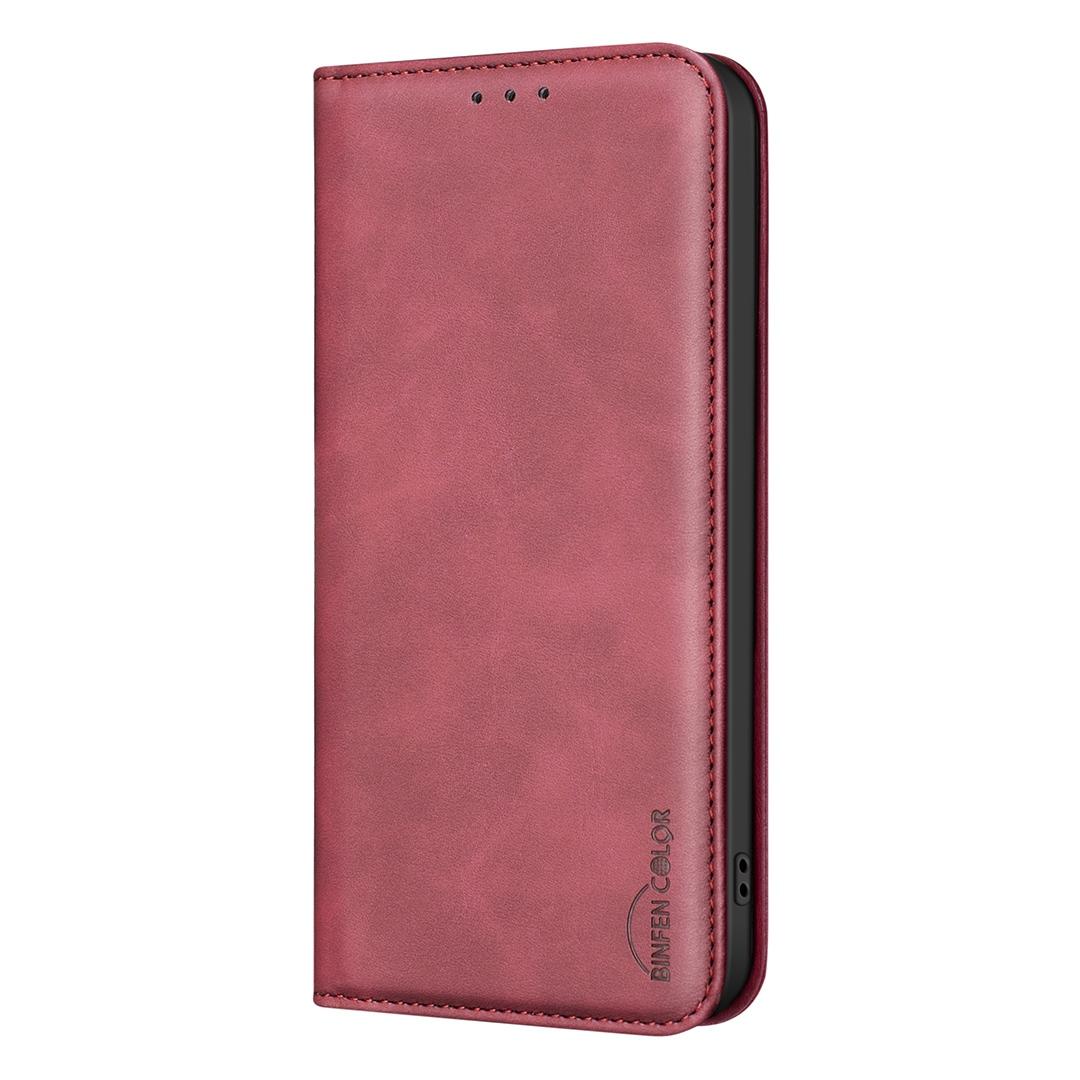 For Redmi Note 17 Pro 5G Global 163mm BINFEN COLOR Calfskin Texture Magnetic RFID Vegan Leather Phone Case(Red)