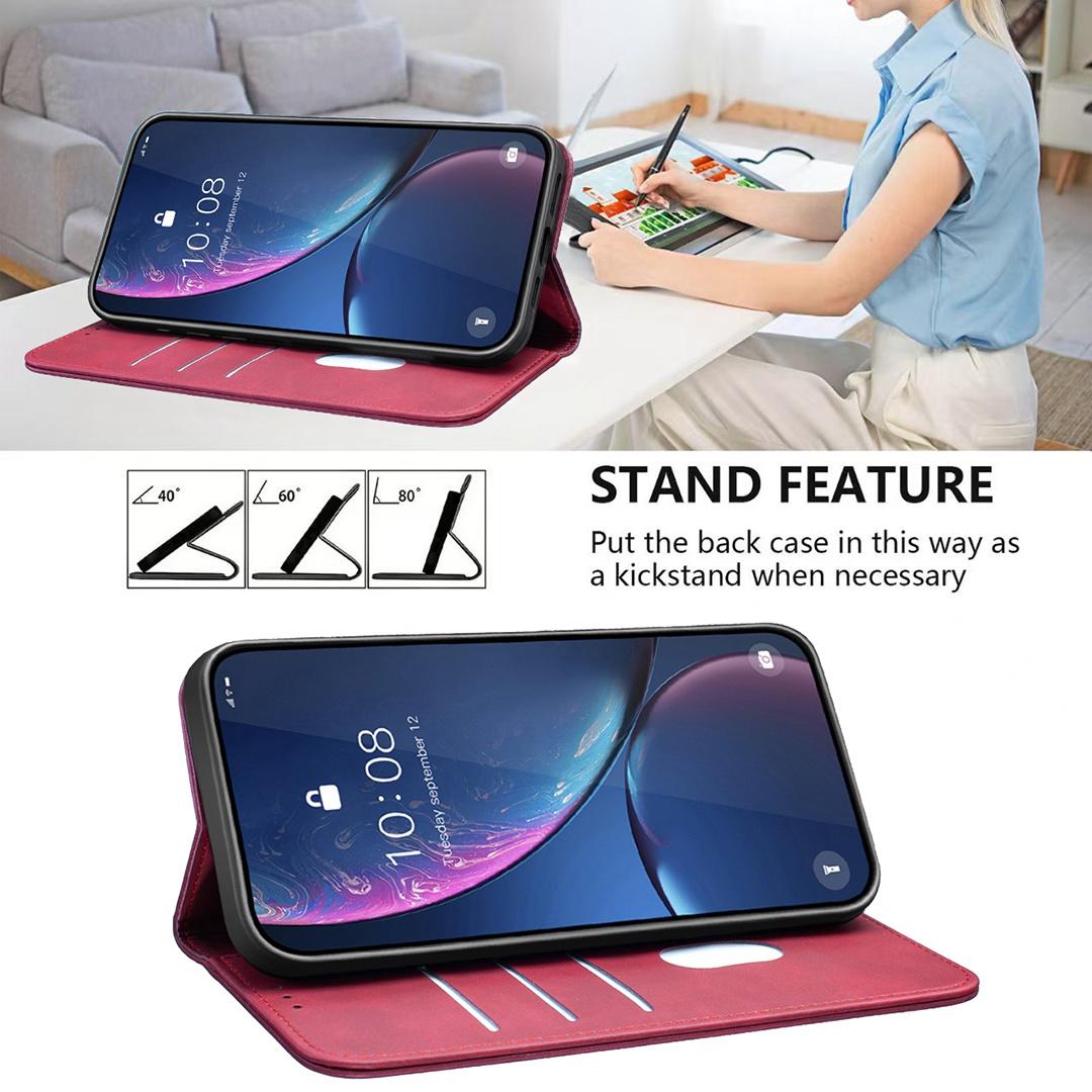For Redmi Note 17 Pro 5G Global 163mm BINFEN COLOR Calfskin Texture Magnetic RFID Vegan Leather Phone Case(Red)