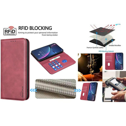 For Redmi Note 17 Pro 5G Global 163mm BINFEN COLOR Calfskin Texture Magnetic RFID Vegan Leather Phone Case(Red)