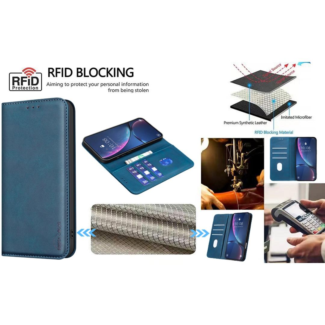 For Redmi Note 17 Pro 5G Global 163mm BINFEN COLOR Calfskin Texture Magnetic RFID Vegan Leather Phone Case(Blue)