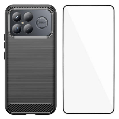 For Redmi K90 Pro Max / Poco F8 Ultra WANLONFENG Brushed Texture Shockproof TPU Phone Case with Screen Film(Black)