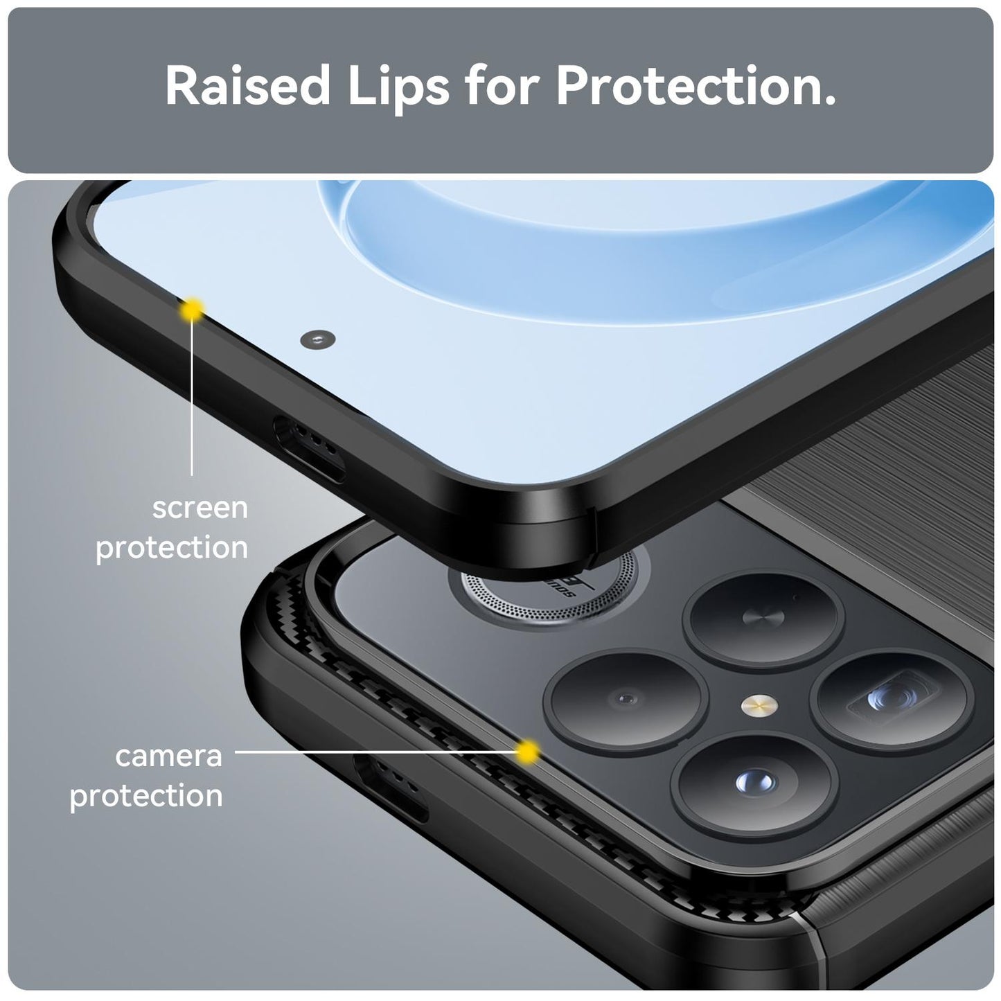 For Redmi K90 Pro Max / Poco F8 Ultra WANLONFENG Brushed Texture Shockproof TPU Phone Case with Screen Film(Black)