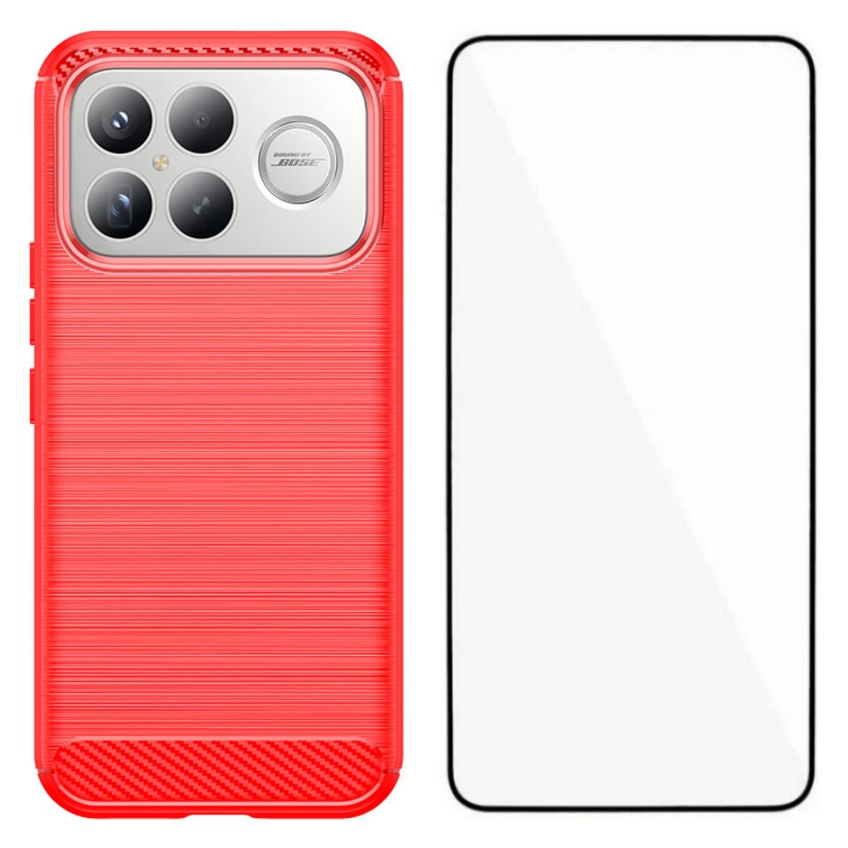 For Redmi K90 Pro Max / Poco F8 Ultra WANLONFENG Brushed Texture Shockproof TPU Phone Case with Screen Film(Red)